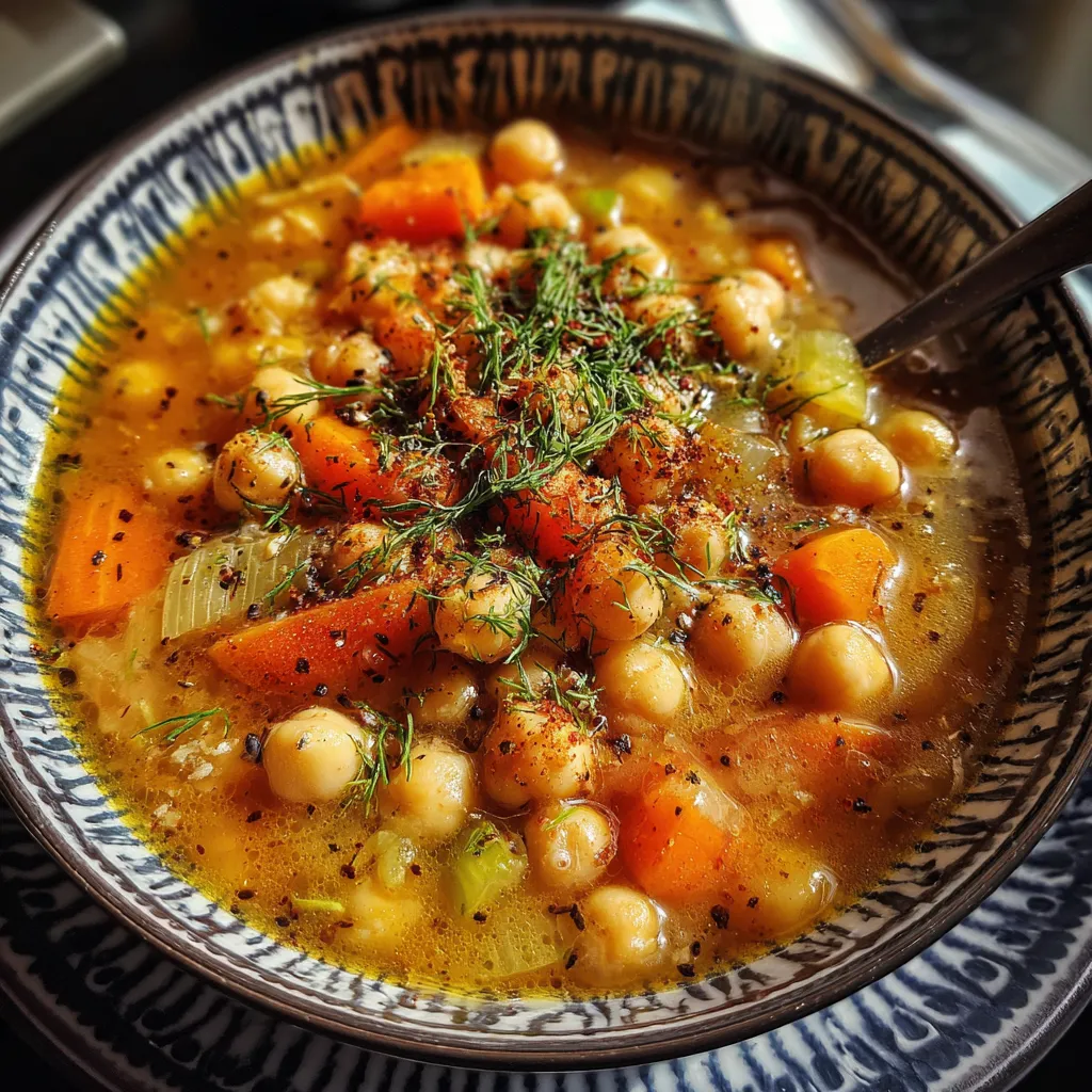 Vegan Garlic Chickpea Soup