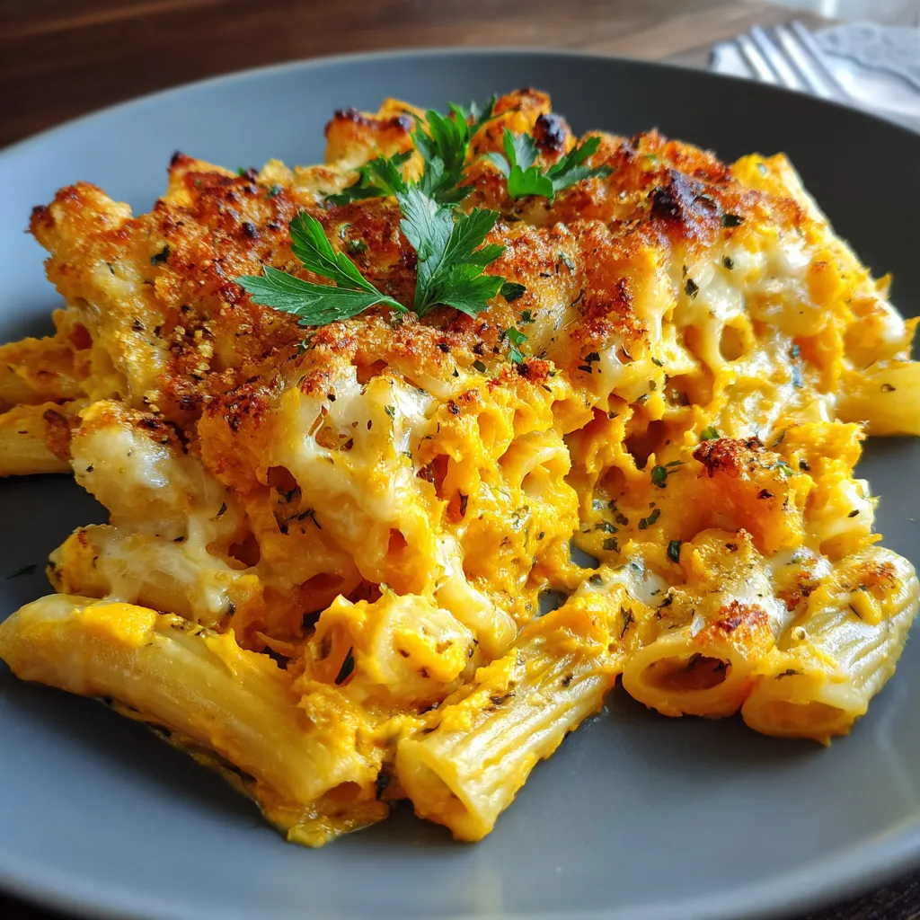 Cheesy Pumpkin Pasta Bake Vegetarian