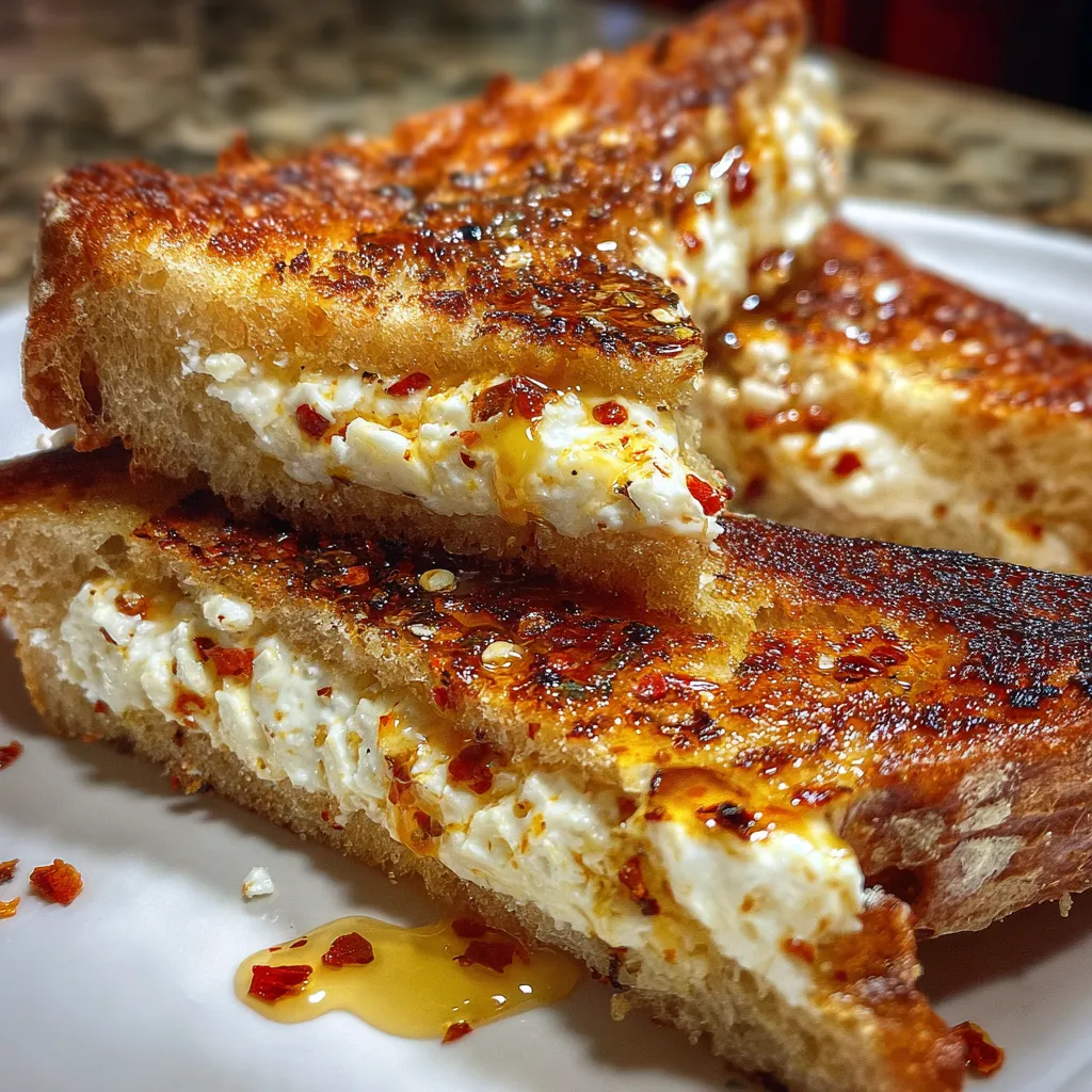 Goat Cheese Grilled Cheese with Honey and Red Pepper Flakes