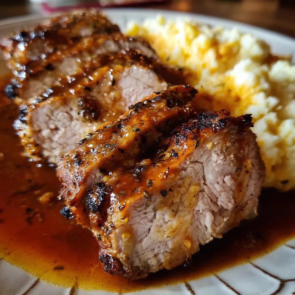 Slow Cooker Apple Butter Glazed Pork Tenderloin