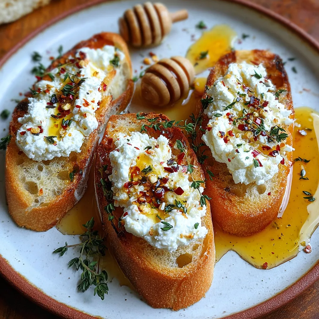 Whipped Feta Crostini With Hot Honey