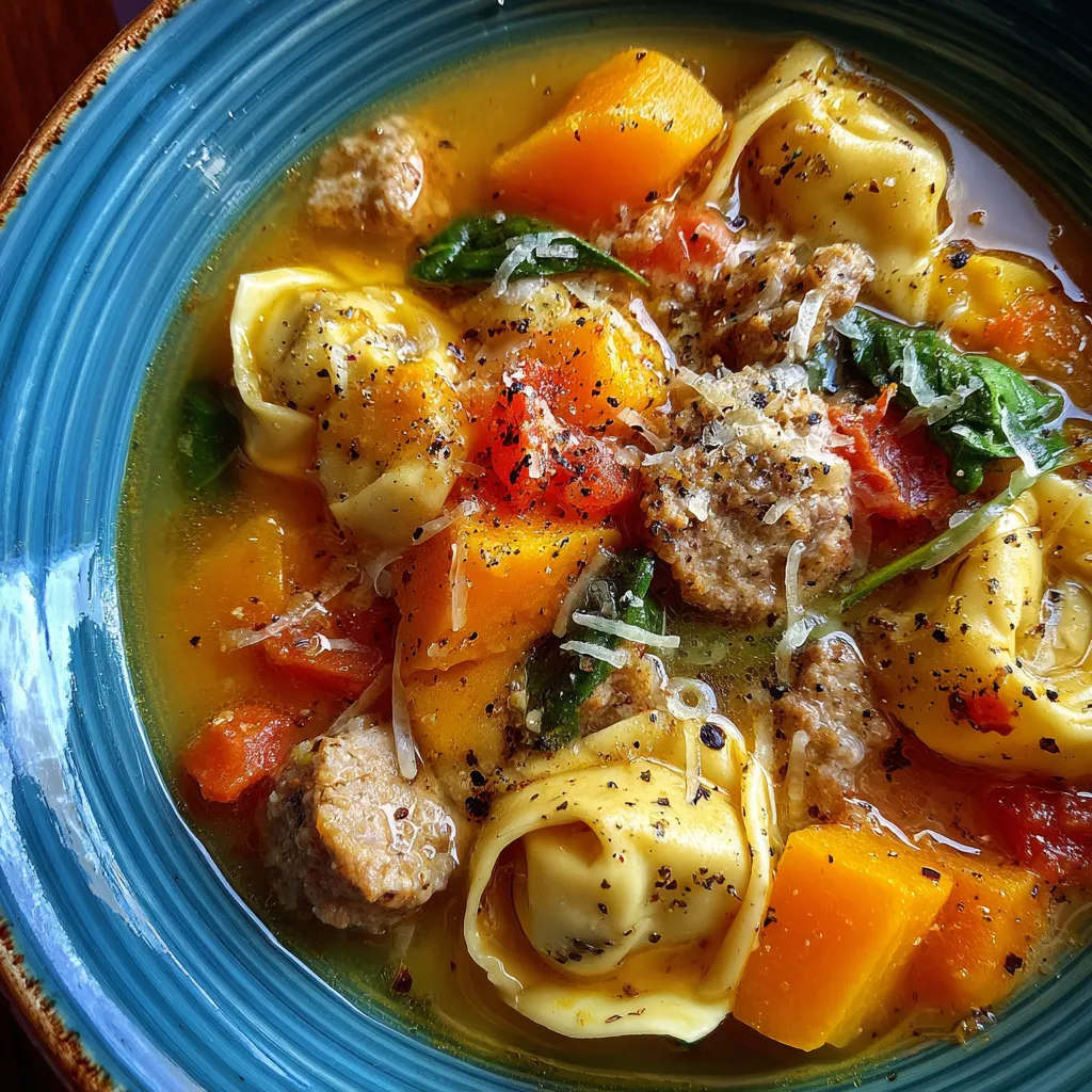 Butternut Squash Sausage and Tortellini Soup