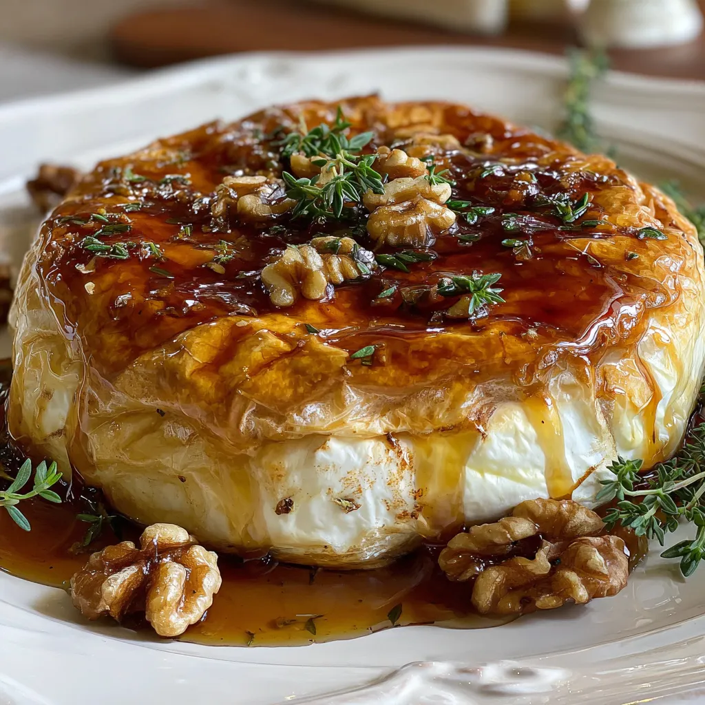 Decadent Creamy Honey-Glazed Baked Brie