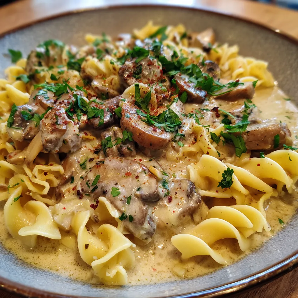 Hearty Creamy Vegetarian Mushroom Stroganoff