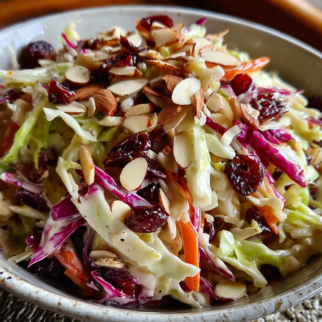 Cranberry Almond Slaw with Apple Cider Vinaigrette