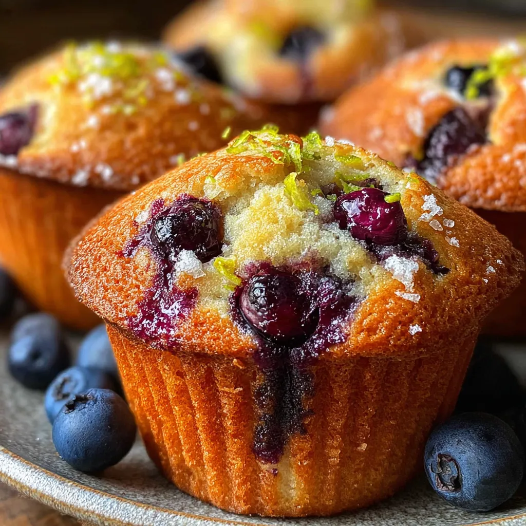 Moist Bakery Style Lemon Blueberry Muffins
