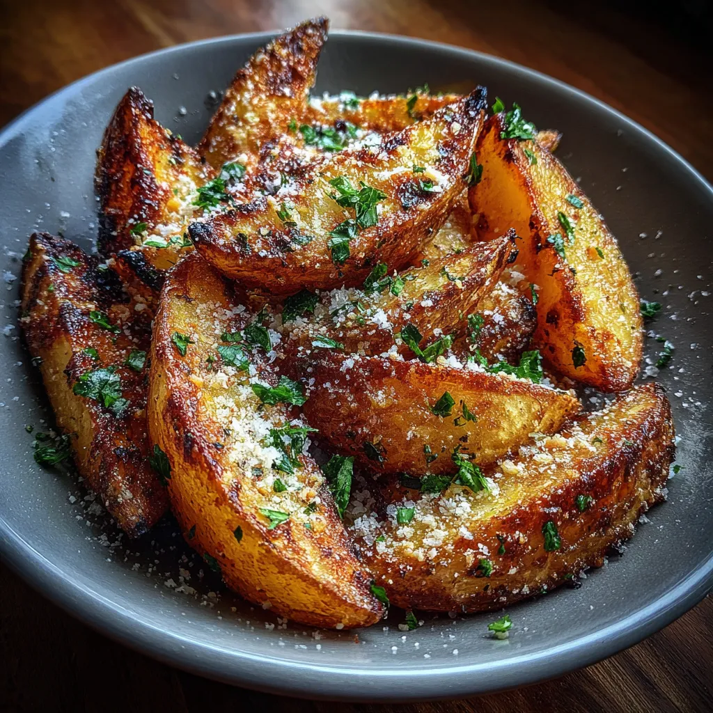 Crispy Garlic Parmesan Potato Wedges