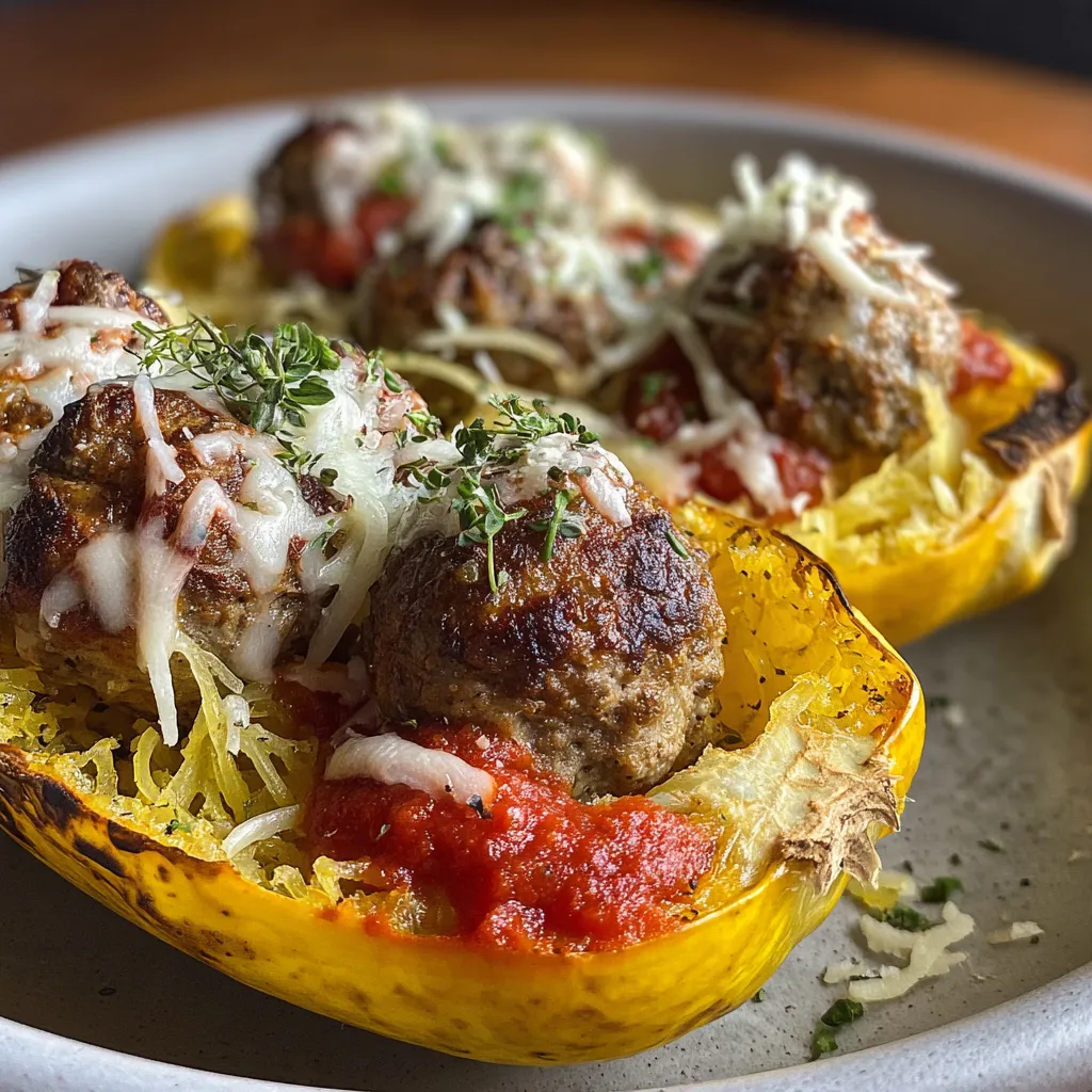 Spaghetti Squash Boats with Meatballs Gluten-Free